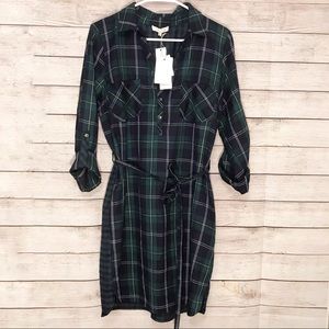 Skies are Blue plaid shirt dress NWT